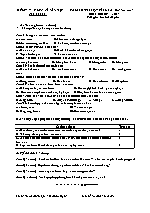 Đề kiểm tra học kì I năm học 2011 - 2012 môn: Sinh học lớp 7