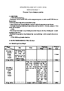 Đề kiểm tra học kỳ I (2013 - 2014) môn Sinh học 7