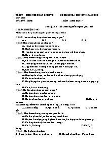 Đề kiểm tra học kỳ i - Môn Sinh học 7 - Trường THCS thị trấn Đắkrve