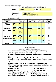 Đề kiểm tra học kỳ ọc kì II môn Vật lý lớp 6 - Trường THCS Nguyễn Huệ