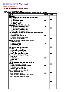 Đề thi học kỳ II môn: Sinh học 7