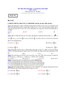 Đề thi thử đại học, cao đẳng năm 2009 môn: Vật Lý