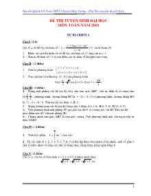 Ðề thi tuyển sinh Đại học môn Toán năm 2005