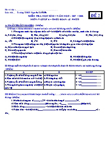 Kiểm tra học kì II – Năm học: 2007 – 2008. môn: Vật lý 6 - Trường THCS Nguyễn Thế Bảo