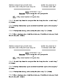 Kiểm tra học kì II năm học 2008 - 2009 môn: Sinh học lớp 7