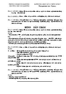 Kiểm tra học kỳ II môn Sinh 7 - Trường THCS Đakrông