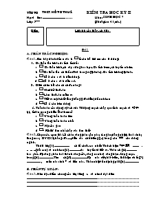 Kiểm tra học kỳ II môn: Sinh học 7 - Trường THCS Hồng Thuỷ