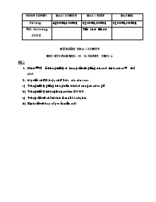 Một số bài kiểm tra 15 phút môn Sinh 7