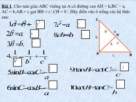 Bài giảng Toán học - Bài 3: Các hệ thức lượng trong tam giác và giải tam giác