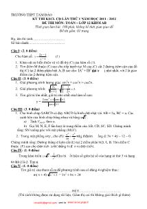 Đề thi khảo sát chất lượng cao đẳng lần thứ 1 năm học 2011 - 2012 đề thi môn: Toán lớp 12 khối AB