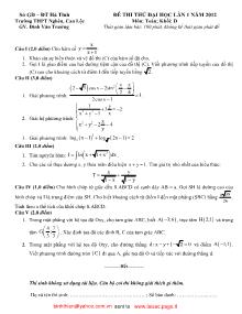 Đề thi thử đại học lần 1 năm 2012 môn Toán khối D