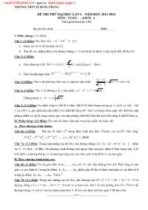 Đề thi thử đại học lần I – Năm học 2011 - 2012 môn Toán - Khối A