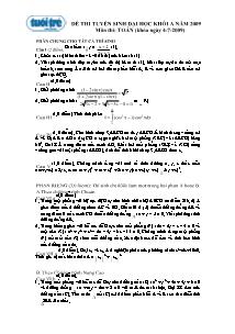 Ðề thi tuyển sinh đại học khối A năm 2009 môn thi: Toán