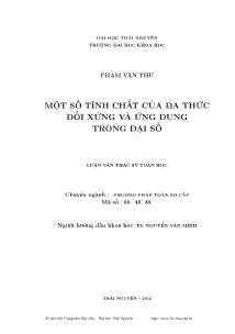 Một số tính chất của đa thức đối xứng và ứng dụng trong đại số